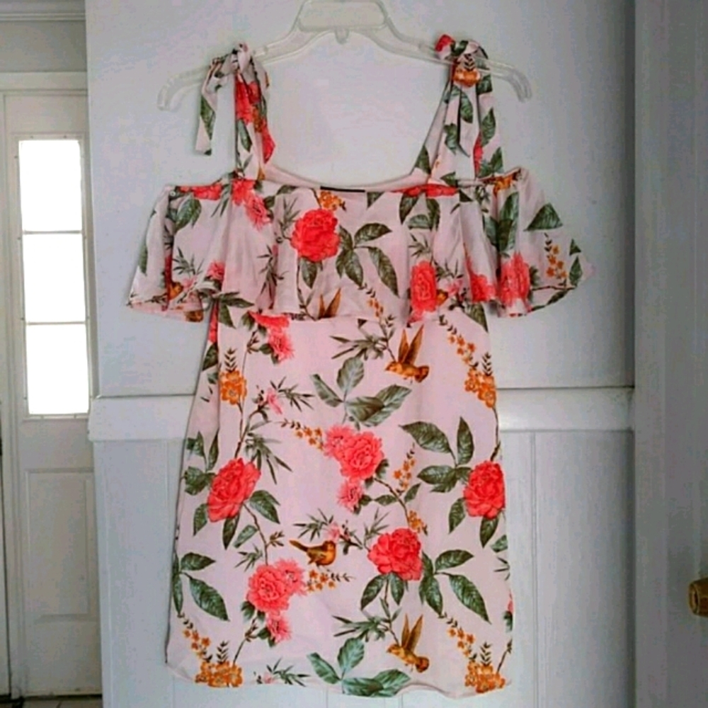 NWT forever 21 floral cold shoulder pink dress